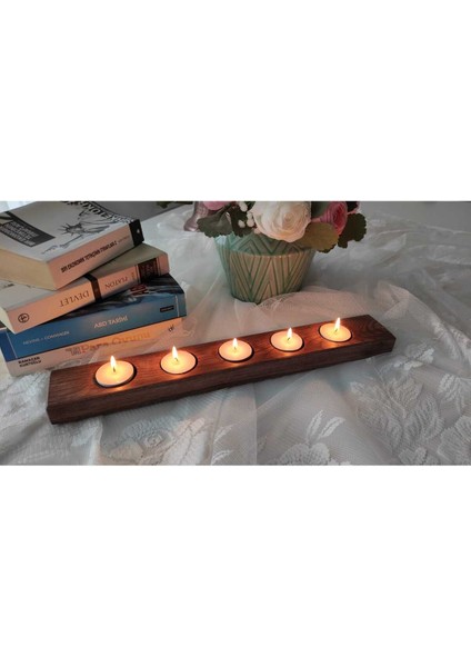 Ceviz Tonlu Şık Ahşap Mumluk, Doğal ve Sıcak Atmosfer Yaratır modelleri