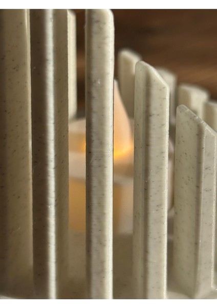 Işıklandırmalı Dekoratif Mumluk, LED Tealight, Granit Beyaz, Şık ve Şık Tasarım modelleri