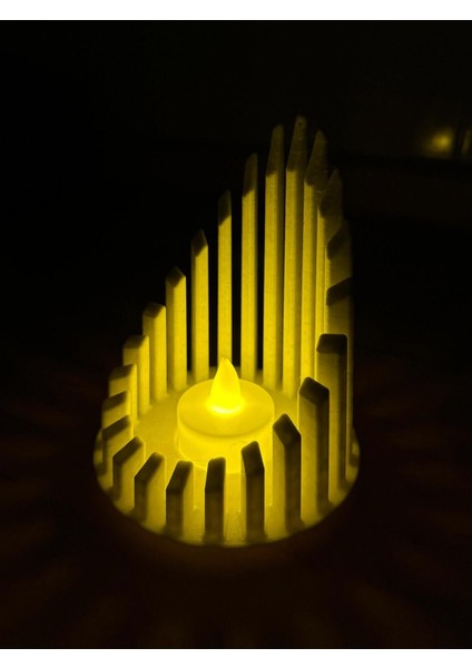 Işıklandırmalı Dekoratif Mumluk, LED Tealight, Granit Beyaz, Şık ve Şık Tasarım fırsatları