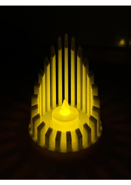 Işıklandırmalı Dekoratif Mumluk, LED Tealight, Granit Beyaz, Şık ve Şık Tasarım indirimleri