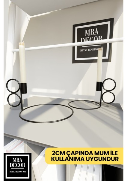 Siyah Metal Ikili Şamdan, Dekoratif Mumluk, Şık ve Modern Tasarım fiyatları