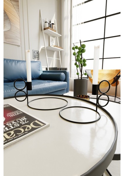 Siyah Metal Ikili Şamdan, Dekoratif Mumluk, Şık ve Modern Tasarım fırsatları