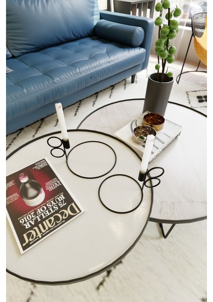 Siyah Metal Ikili Şamdan, Dekoratif Mumluk, Şık ve Modern Tasarım