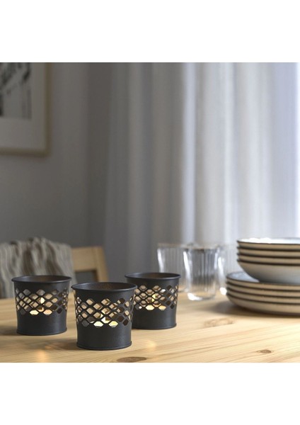 7 cm Tealight Mumluk, Antrasit Renkli, Şık ve Zarif Dekorasyon Parçası indirimleri