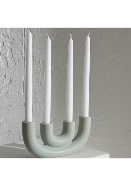 Su Yeşili 4'lü Dekoratif Şamdan Seti, Şık ve Zarif Ev Dekorasyonu.