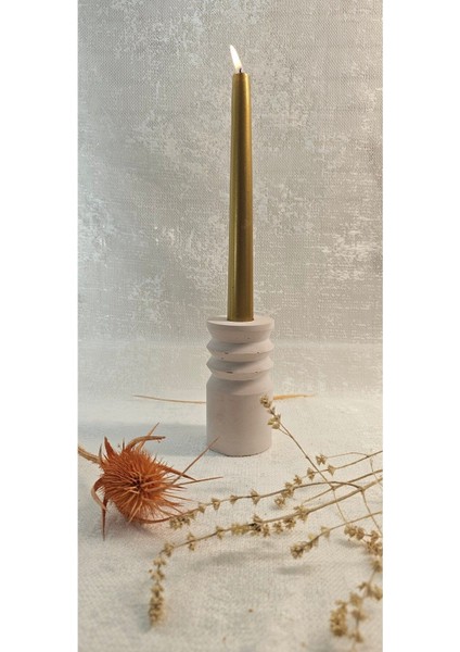 Kahverengi Beton Mumluk Şamdan - Şık ve Modern Dekoratif Aksesuar