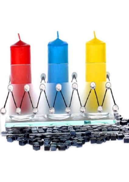 3 Bölmeli Kristal Süslemeli Cam Tealight Mumluk, Şık ve Zarif Dekoratif Ürün