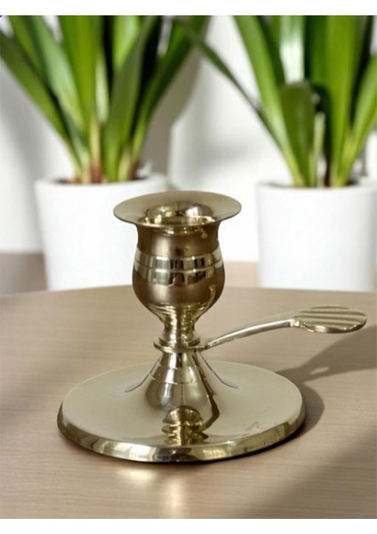 Mini Pirinç Döküm El Şamdanı, Kaşık Kulplu, Şık ve Kullanışlı Tasarım