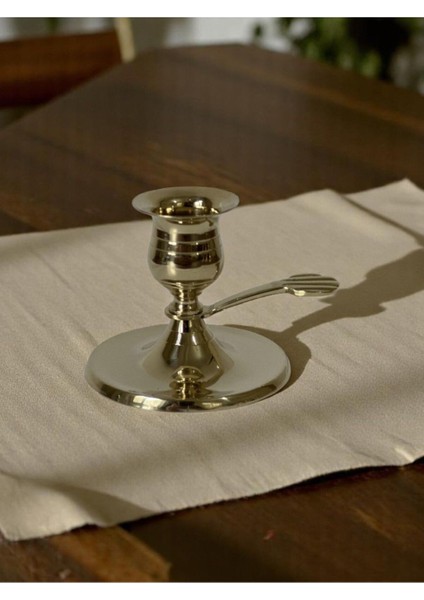 Mini Pirinç Döküm El Şamdanı, Kaşık Kulplu, Şık ve Kullanışlı Tasarım fiyatları