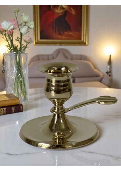 Mini Pirinç Döküm El Şamdanı, Kaşık Kulplu, Şık ve Kullanışlı Tasarım modelleri