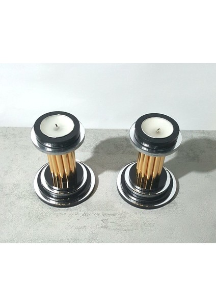 Aynalı Katmanlı Mumluk, Zarif Altın Detaylar, Şık Dekoratif Aksesuar modelleri