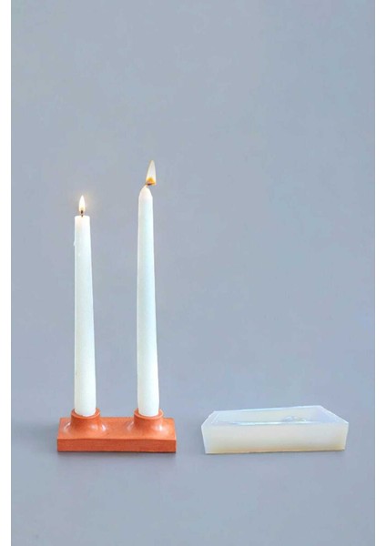 Şamdanlık Kalıbı, Dekoratif ve Şık Tasarım, Kiremit Renkli, Modern Ev Dekoru