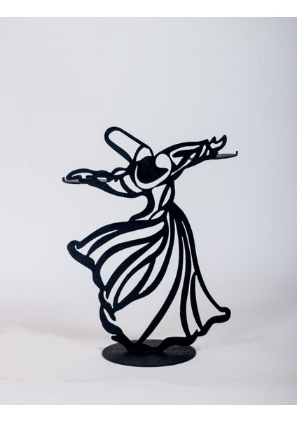 Şamdan Mumluk Seti, Semazen Temalı, Metal, Mat Siyah, 2'li, Şık ve Modern Dekorasyon. fırsatları