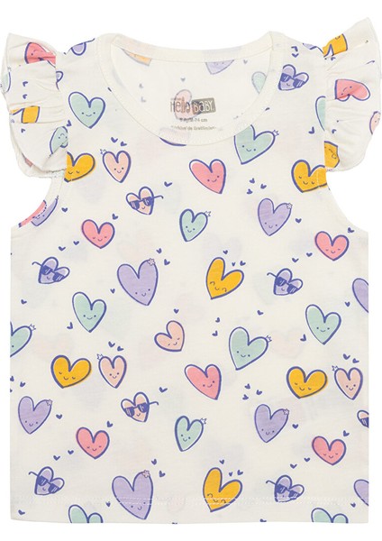 Basic Kız Kalp Desenli Atlet T-Shirt Kız Bebek