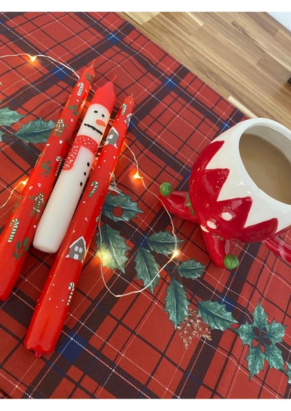 Yılbaşına Özel 3'lü Tasarım Şamdan Mum Seti Kırmızı fiyatları