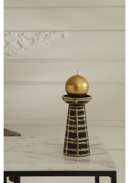 Şık Siyah Mumluk 9X9X17,5 Cm, Ev Dekoru Için Ideal, Zarif ve Kullanışlı Tasarım