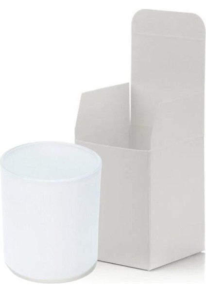 6'lı Dış Boyama Düz Cam Bardak Mumluk Seti Beyaz Renk modelleri