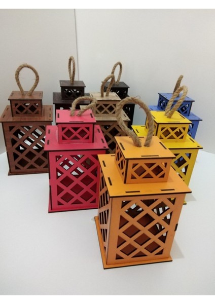 Mavi Ahşap Dekoratif Fener Mumluk, Şık ve Sıcak Atmosfer Sağlar fiyatları