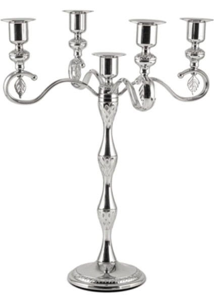 5'li Krom Şamdan Seti, Zarif ve Şık Dekoratif Aksesuarlar