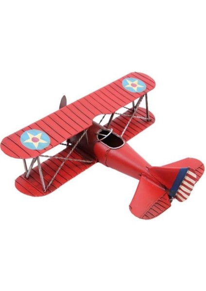 Şık Metal Uçak Biblo, Çift Kanatlı Dekoratif Aksesuar, Harika Hediye Seçeneği