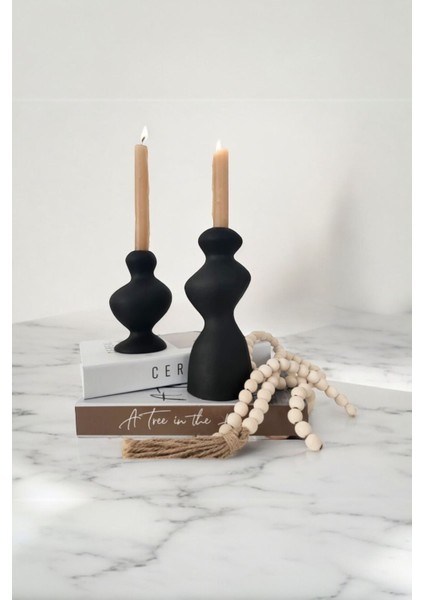 Şık Siyah Dekoratif Şamdan Biblo, Bohem ve Iskandinav Tarzı Tasarım fiyatları