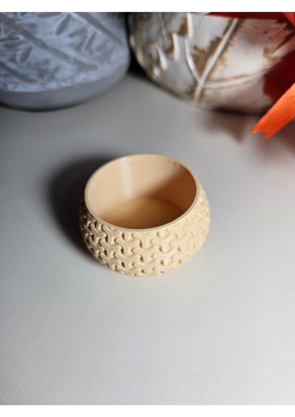 Geometrik Desenli Dekoratif Tealight LED Mum Altlığı, Bej Renk modelleri