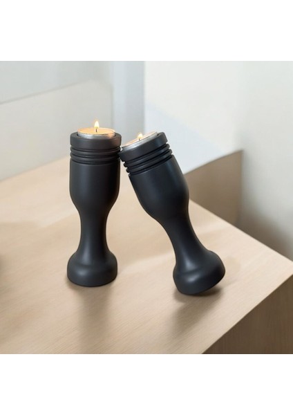 Şamdan ve Mumluk Seti, Doğal Gürgen Ağacı, Dekoratif ve Şık Tasarım