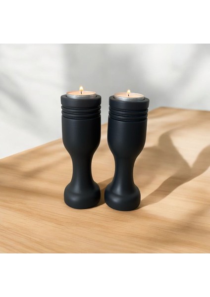 Şamdan ve Mumluk Seti, Doğal Gürgen Ağacı, Dekoratif ve Şık Tasarım fiyatları