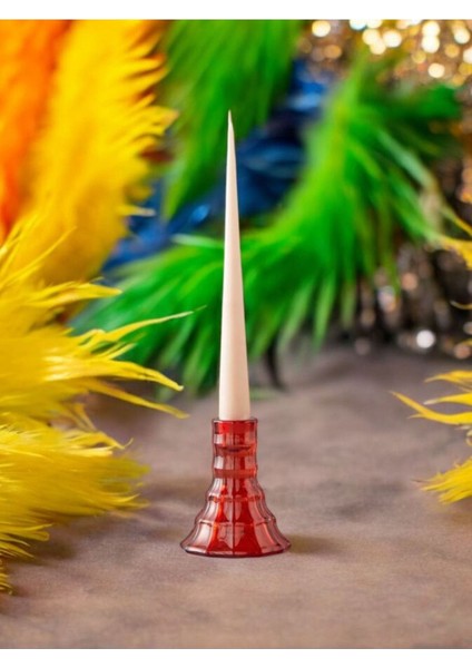 Kırmızı Şamdan Cam Tekli, Şık ve Zarif Dekoratif Aydınlatma Ürünü