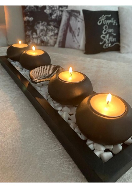 Siyah Dekoratif Mumluk, Tealight, Hediye, Tüm Parçalar Dahil modelleri