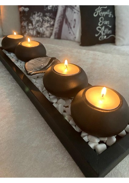 Siyah Dekoratif Mumluk, Tealight, Hediye, Tüm Parçalar Dahil