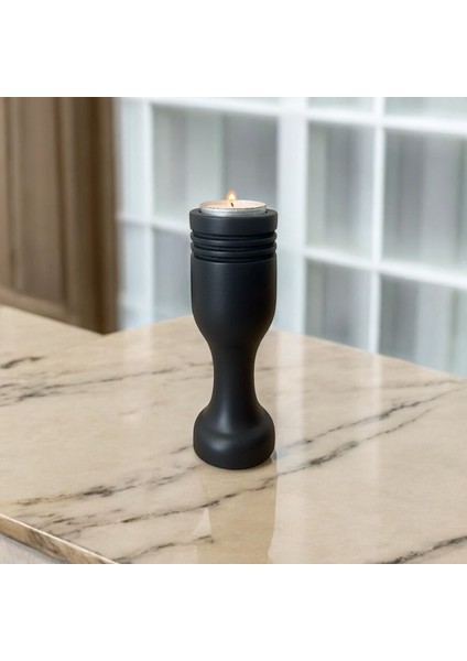 Şamdan ve Mumluk Seti, Doğal Gürgen Ağacı, Dekoratif ve Şık Tasarım