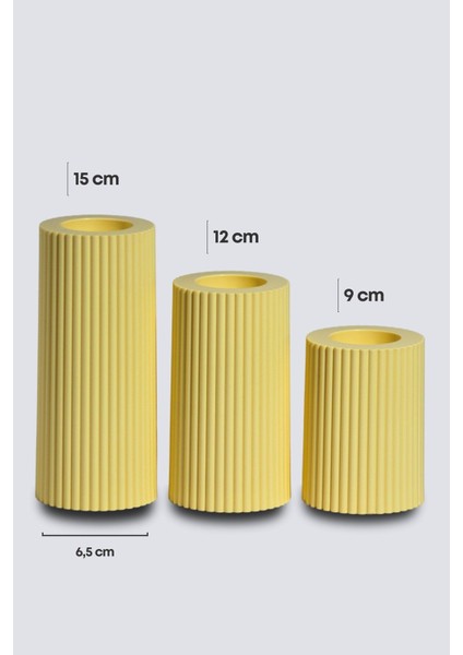 3’lü Sarı Dekoratif Mumluk Seti, Tealight ve Abs Plastik Malzeme fiyatları