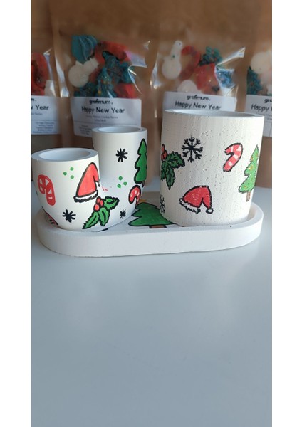 Beyaz Yılbaşı Dekoratif Şamdan Mumluk, Şık ve Şeffaf Tasarım