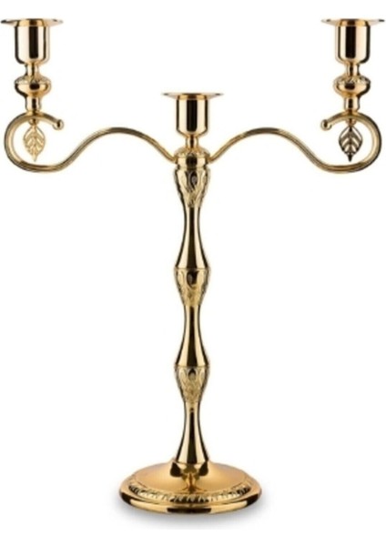 3'lü Altın Renkli Şamdan Seti, Zarif ve Şık Dekorasyon Parçası