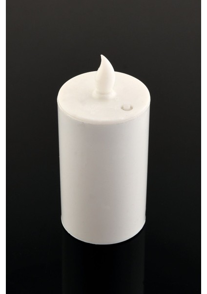 Pilli LED Silindir Mum 10 Cm, Beyaz Baton Mum, Şık ve Parlak Dekorasyon Ürünü