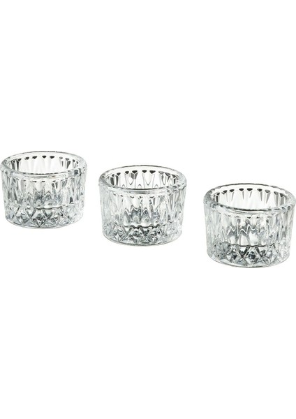 3'lü Cam Tealight Mumluk Seti, Şeffaf, 5 cm Çap, Şık Dekoratif Mumlukler