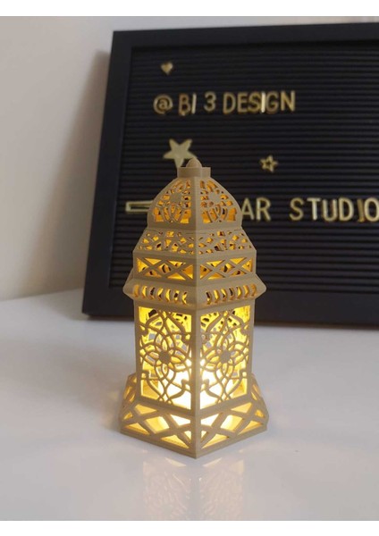 Kahverengi Ramazan Feneri, Dekoratif Kandil, Islami Süs, Tealight Hediye