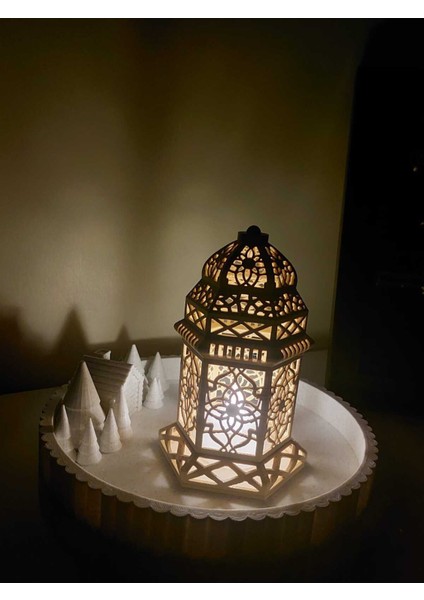 Kahverengi Ramazan Feneri, Dekoratif Kandil, Islami Süs, Tealight Hediye modelleri