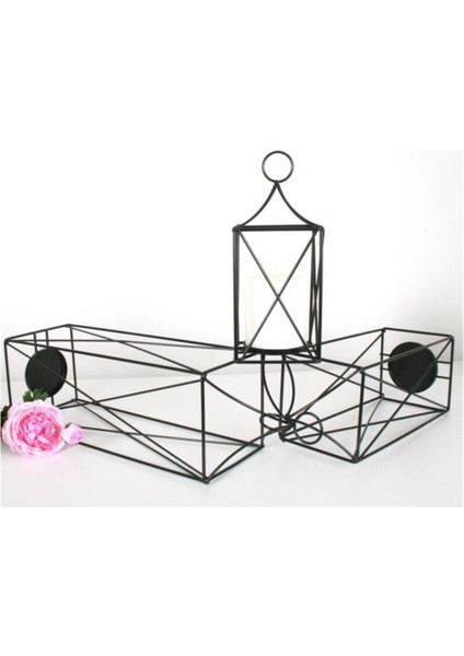 Şık 3'lü Ferforje Kafes Fener Seti, Siyah, Dekoratif ve Zarif Tasarım indirimleri