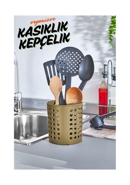 Kaşıklık Kepçelik Organizer Latte