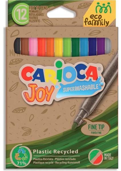 Carioca Eco Family Joy Süper Yıkanabilir Keçeli Boya Kalemi 12'li