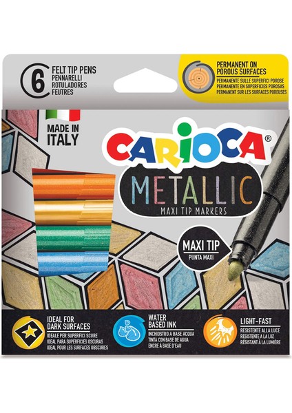 Carioca Metalik Jumbo Keçeli Kalem 6'lı