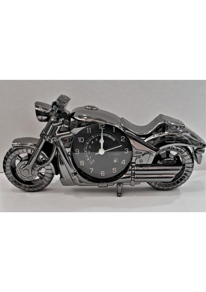Retro Masa Üstü Motosiklet Saat, Alarmlı, Metalik Gri, Şık ve Kullanışlı Süs Eşyası fiyatları
