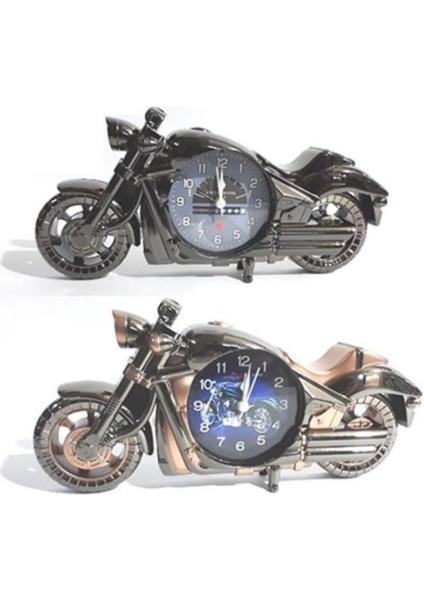 Retro Masa Üstü Motosiklet Saat, Alarmlı, Metalik Gri, Şık ve Kullanışlı Süs Eşyası modelleri