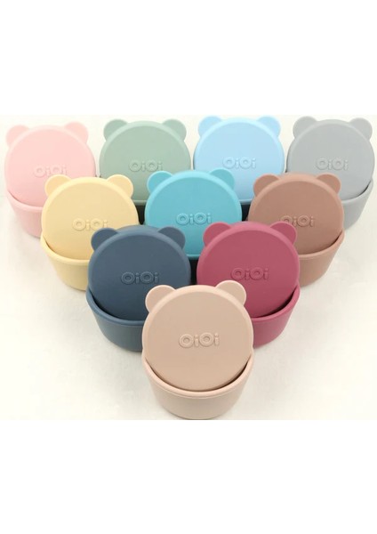 Oioi Silikon Kapaklı Mini Kase 2'li Mini Bites Aqua Green / Powder Grey modelleri