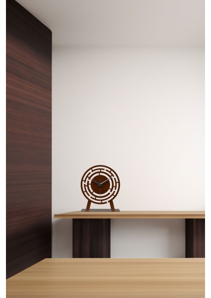 Şık Metal Labirent Tasarımlı Sessiz Mekanizmali Masa Saati, Bakır Renkli fiyatları