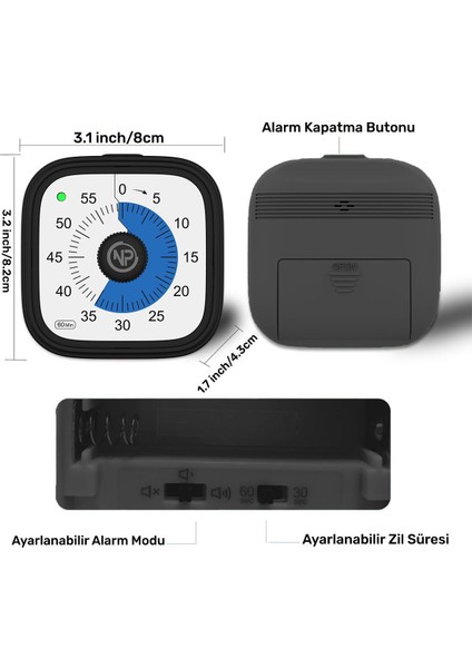 Siyah 60DK Analog Alarm Zamanlayıcı, Mutfak, Ders, Yemek Için, Öğrenci Motivasyon Saati modelleri