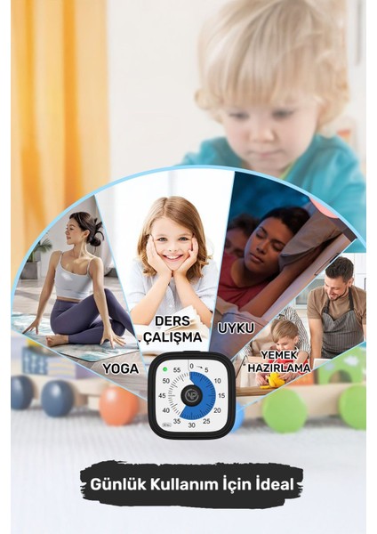 Siyah 60DK Analog Alarm Zamanlayıcı, Mutfak, Ders, Yemek Için, Öğrenci Motivasyon Saati