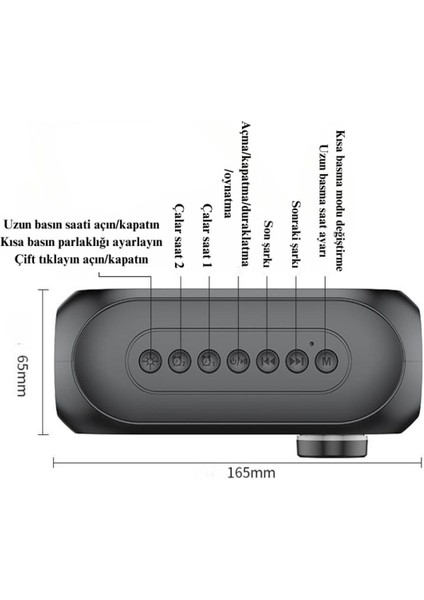 Renkli LED Dijital Saatli Bluetooth Hoparlör, Fm Radyo ve Şarj Özellikli Çok Fonksiyonlu